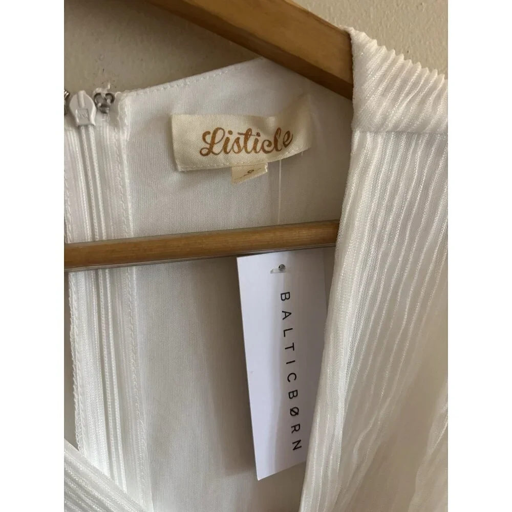 Baltic Born Devlyn Pleated Ivory Dress Maxi Women's Size Small NEW Wedding - Picture 3 of 16